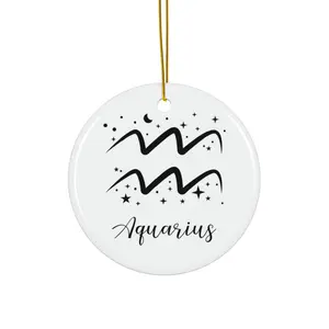 Aquarius Ceramic Ornament — Zodiac Astrology Holiday Gift