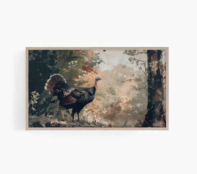 Vintage Turkey Hunting Poster Rustic Wildlife Wall Art, Classic Turkey Hunter Print for Cabin Lodge Decor, Autumn Hunting Gift Nature Wall Decor