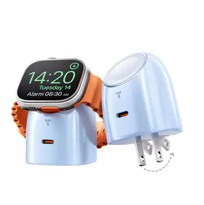 TORRAS Flasheye for Apple Watch Charger & iPhone Charger, 2-in-1 GaN 45W USB C Phone Charger, Foldable Compact Wall Charger Block for Travel, Bedside, Fast Charging for iPhone,iPad,AirPods, Blue outdoorfun