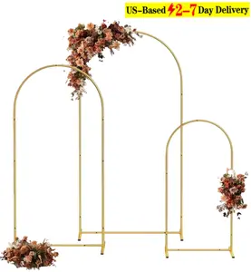 3Pack Metal Arch Backdrop Stand(7.2FT/6.6FT/6FT), Decorative Balloon Arch Stand, Easy Assembly Gold Wedding Arch, Stable Backdrop Arch Stand for Wedding Ceremony, Birthday Party, Baby Shower