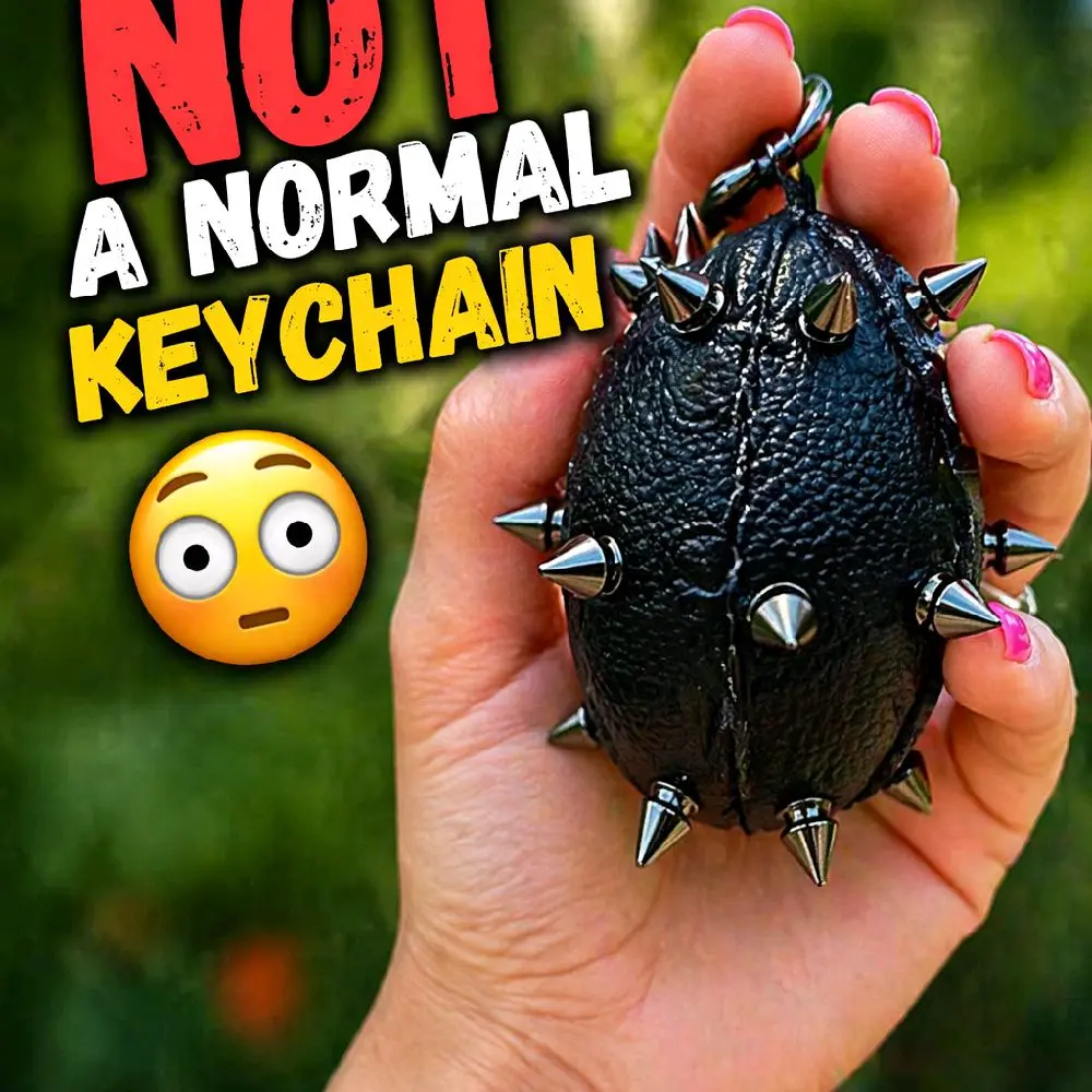 Spiked Vegan Leather Keychain Bag Charm with Sharp Spikes and Durable Design for Everyday Use