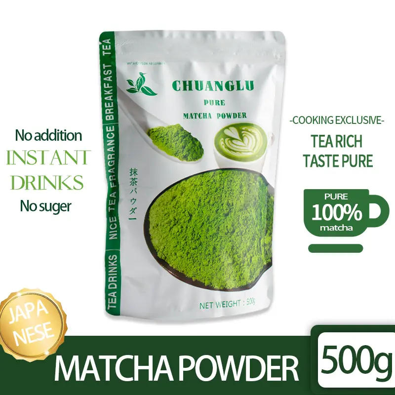 Chuanglu Pure Matcha Powder-2 500g - No Sugar Instant Drinks & Cooking Exclusive Tea - Rich Taste 100% Matcha from China - Versatile Matcha Powder for Drinks and Cooking