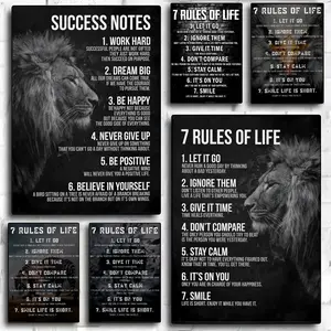 7 Rules Of Life Motivation Poster HD Sticky Waterproof Wall Art | High Quality Print Aesthetic Home Living Bedroom Bathroom hallway Decor Trendy Room Decoration | Multiple Size Options Available