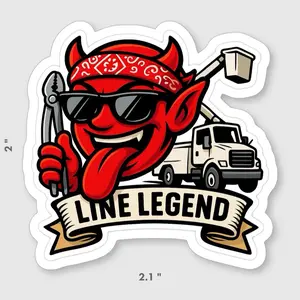 Lineman Devil Line Legend Bucket Truck Sticker 2.1” x 2”