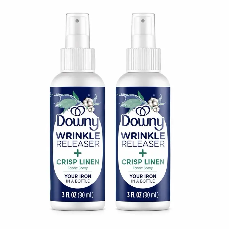 Downy Crisp Linen Scent Wrinkle Releaser Scented Liquid Fabric Spray, 3 Fl Oz Travel Size - Freshen Deodorizer Spray-Based All-Purpose Household Cleaner, Static Remover, Ironing Aid, Freshen All-Purpose Cleaners, Deodorizer All-Purpose Cleaners