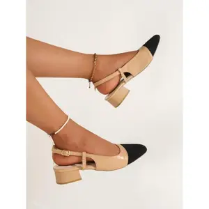 Women's Fashionable Colorblock Pointed Toe High Heel Sandals, Casual Versatile Buckle Slingback Sandals for Daily Wear, Lightweight Breathable Comfortable Shoes for Daily Wear