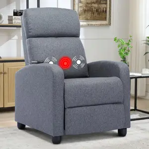EBELLO PU Leather Massage Recliner Chair Recliner Chairs, Modern Padded Seat Reclining Chair Single Sofa for Living Room, Adjustable,PU,Leather,Massage,Recliner