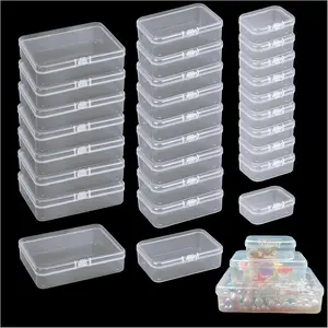 Bead Organizers and Storage-28 Pcs Small Plastic Boxes,Mini Clear Plastic Storage Boxes with ,for  Making Organizer,Containers Hair Accessories, Earrings,Crafts,Sewing Supplies Bead Storage