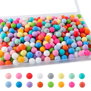 240Pcs 12mm Silicone Beads, Silicone Beads for Keychain Making Silicone Focal Beads for Pens Silicone Beads for Crafts Making Bracelet Making Kit Diy Beads gift for friend and lover-Beads & Bead Assortments