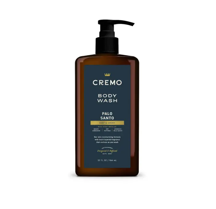 Cremo Rich-Lathering Palo Santo Body Wash for Men, Notes of Bright Cardamom, Dry Papyrus and Aromatic Palo Santo, 32 Fl Oz
