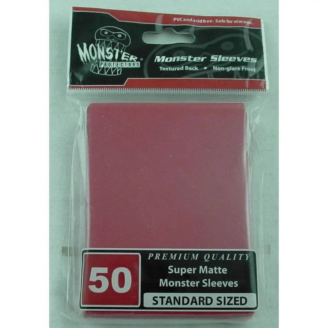 Monster Protectors Sleeves - Standard Size Super Matte - RED (Fits Standard Sized Gaming Cards)