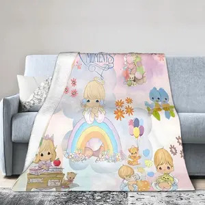 Precious Moments Inspired Angel Blanket Ultra Soft Flannel Throw Cozy Warm All Season Cute Aesthetic Blanket for Bedroom Office Couch Sofa Outdoor Camping Travel Room Decor Birthday Christmas Gift for Collectors Adults Viral Trending Style