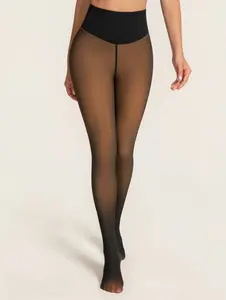 Women's Warm Fleece tights 2025 New Winter Thermal Leggings Plus Size Sheer Black High Waist Closed Foot Soft Breathable Womenswear