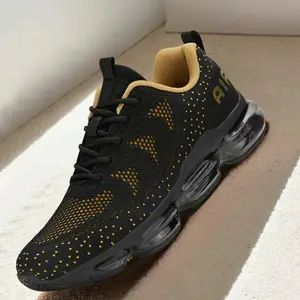 Men's Air Cushion Running Shoes Walking Jogging Fitness Gym Fashion Sneakers Lace Up Casual Comfortable Work Tennis Sport Athletic Trainers Black/Red