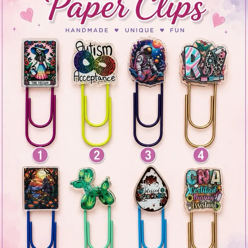 Acrylic double sided Paper Clips/Book markers