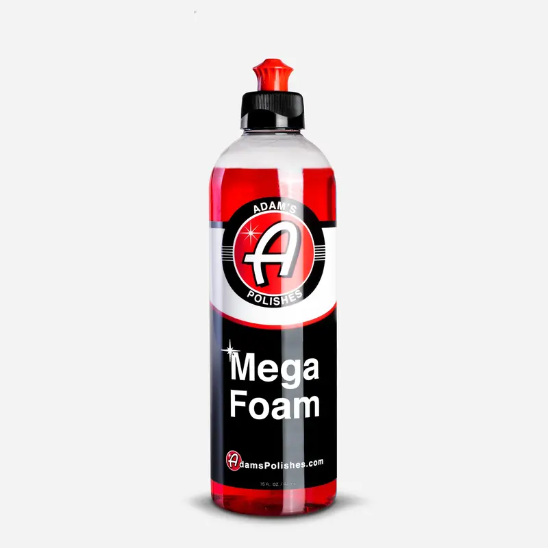 Adam's Mega Foam Foaming Car Shampoo - Concentrated 1-2 oz Detailing Product, Safe on Paint, Glass, and Rubber, Daily Driver Detail Car Washing Supply with Juicy Suds for Luxe Wash Days