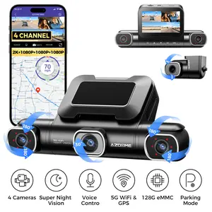 AZDOME M660 4 lens swivel degree view dashcam with IR Night Vision 4K with 360° Recording Built-in WiFi GPS Smart Voice Control 128GB Storage No Card Needed 24H Parking Mode Full HD Park Monitor Loop Record 4 Lens Dash Cam 360 Dash Cam