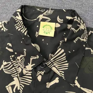 Dinosaur Fossil Hawaiian Shirt 100% Polyester, Casual Prehistoric Button Up Top, Men’s Summer Aloha Shirt, Funny Dinosaur Lover Gift