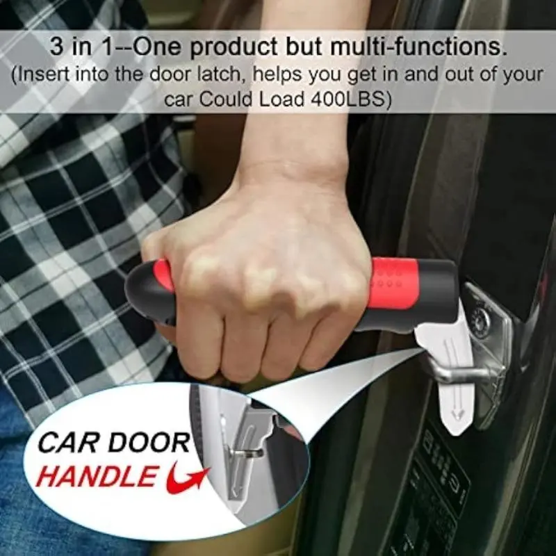 Multi-function car handle assistant for the elderly and the disabled, 3-in-1 car door support handle, elderly-friendly door lever, door armrest Car safety hammer Escape hammer Window breaker Multi-function car safety hammer Car Accessories