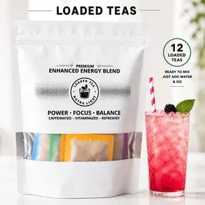 12 Premium Loaded Tea -Caffeinated Powder-Sugar Free-Hydration Powdered Beverage-Energy Drink Low Calories-Variety Flavors