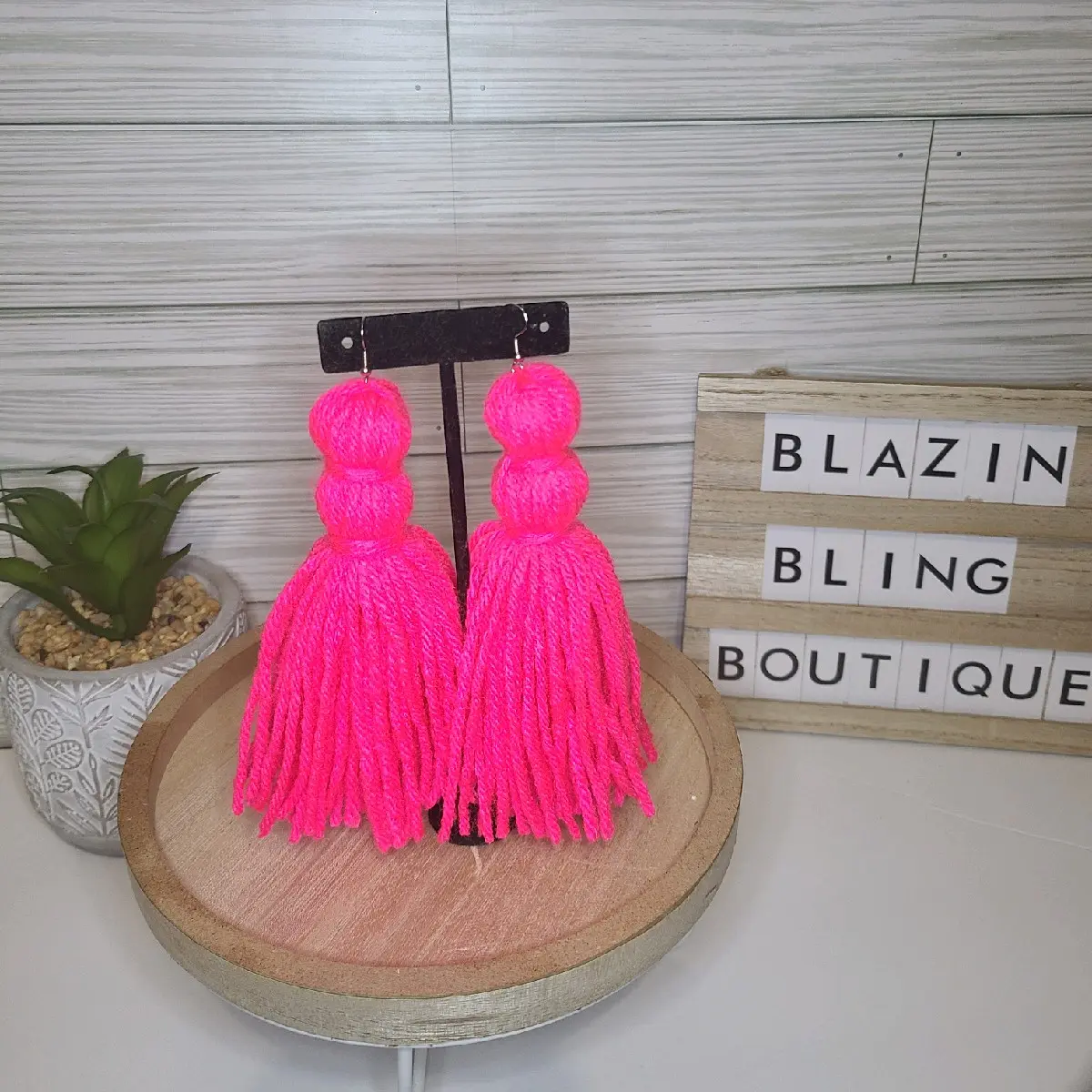 Yarn Tassel Earrings- Summer Brights Collection Yarn Tassel Earrings- Summer Brights Collection
