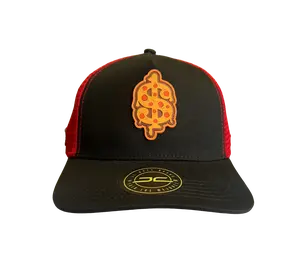 JC HATS BLACK RED SNAPBACK JC PIZZA CURVE MESH 1754 BLK