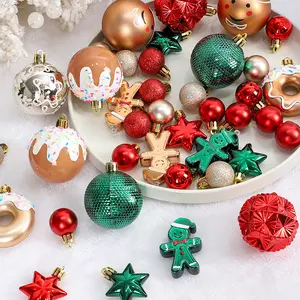 42pcs - Painted Christmas balls, uncharged Christmas tree ornaments, beautiful gingerbread man fireplace decorations, suitable for holiday scene prop decoration, home living room desktop ornaments, holiday gifts for friends or children