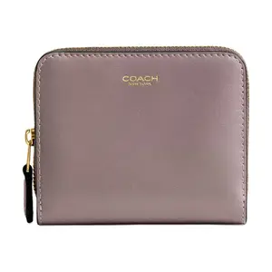 COACH Billfold Wallet with Logo in Gray Calfskin for Women