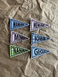 🗝️ Many Names for Grandmas Embroidered Pennant Bag Charm