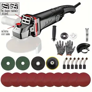 1 Set Of 6-speed Angle Grinder, Industrial Power Tools, Automotive Polishing Machine, Complete Set Of Accessories, 157.48-inch Power Cord, 110V Grinder, 3.94-inch Polishing Machine Plug-in Power Tools, Metal And Stone Grinding Accessories limited time