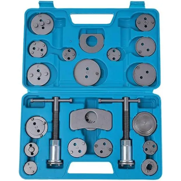 22pc Brake Caliper Compression Tool Set, Heavy Duty Brake Piston Compressor Tool and Wind Back Tool Kit for Brake Pad Replacement, Universal Disc Brake Caliper Tool Set with Blue Case