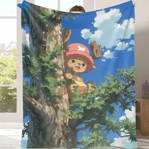 Cartoon Forest Adventure Flannel Blanket Cute Reindeer and Nature Sky Print Design Soft Warm Cozy Lightweight Fleece Throw Ideal for Sofa Couch Bed Home Decor Travel Picnic Holiday Gift Office Nap summerwins