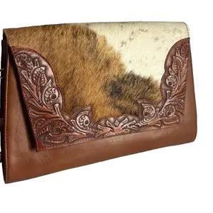 Tiana – The Triangular Piteada & Cowhide Leather Crossbody Clutch