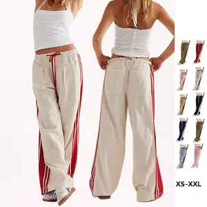 YeeZaa Striped Track Pants for Women 2026 Spring Summer Drawstring High Waisted  Baggy Wide Leg Slouchy Palazzo Pants with Pockets YeeZaa 2025 Womenswear