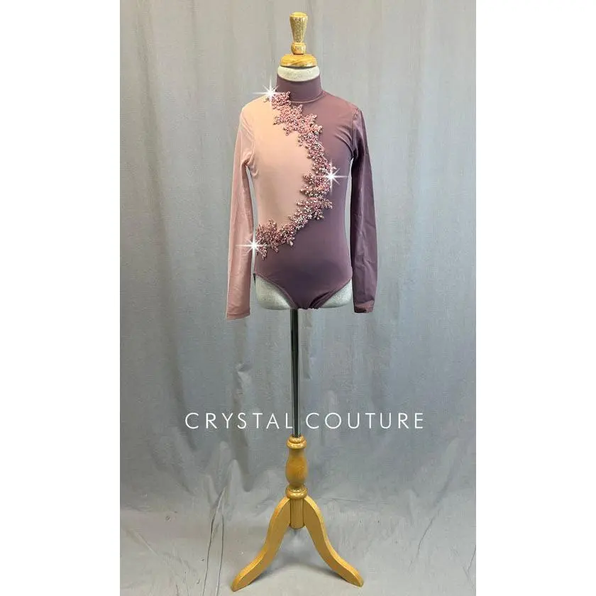 Light Pink & Purple Long Sleeve Leotard - Rhinestones