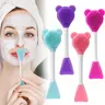 Double-ended Silicone Mask Brush Set Soft Bristle Facial Cleansing & Massage Tool Fragrance & Alcohol Free Gentle Exfoliating for Masks & Essence Application