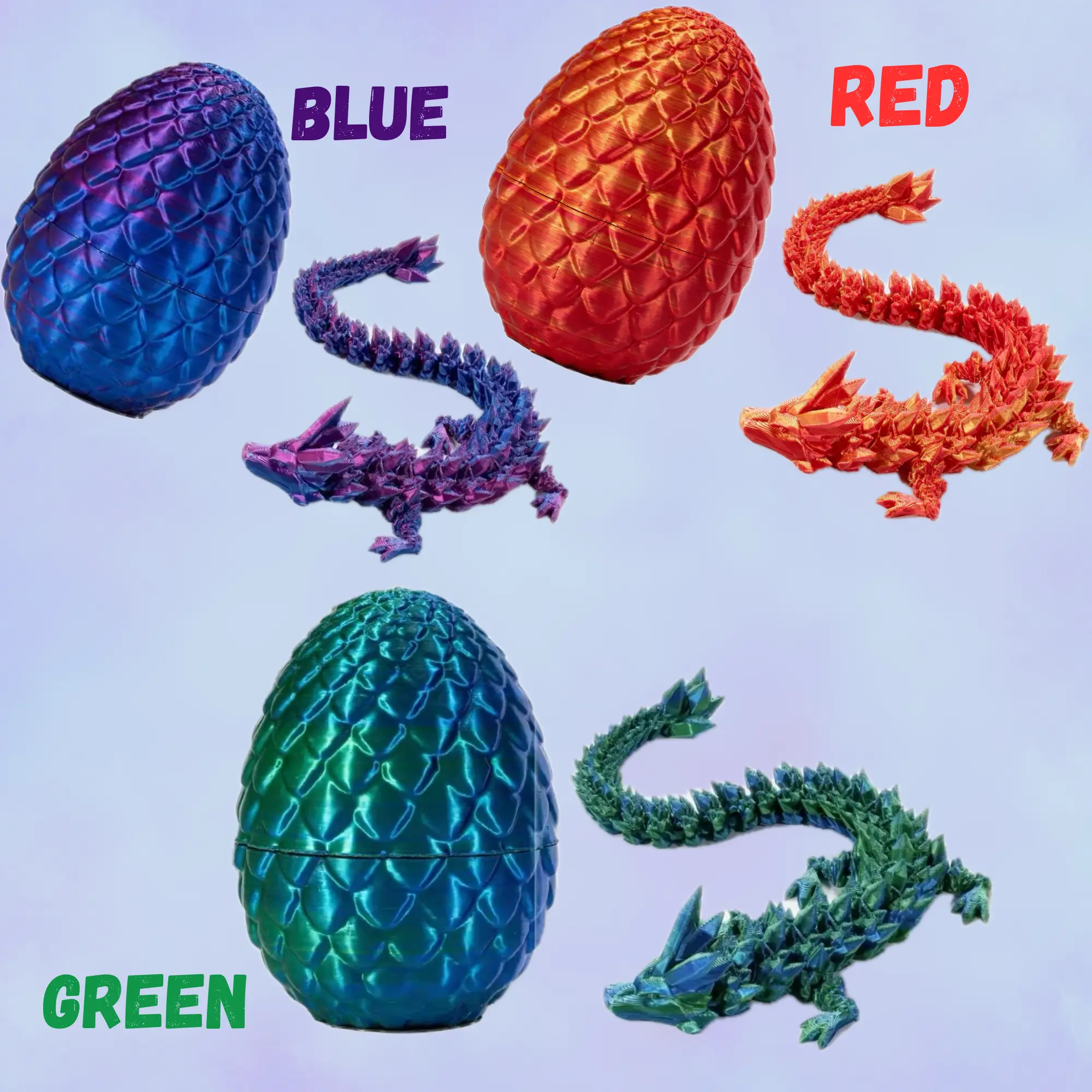 3D Printed Dragon, 3D Printed Articulated Dragon, Crystal Dragon  Mystery Dragon Decor