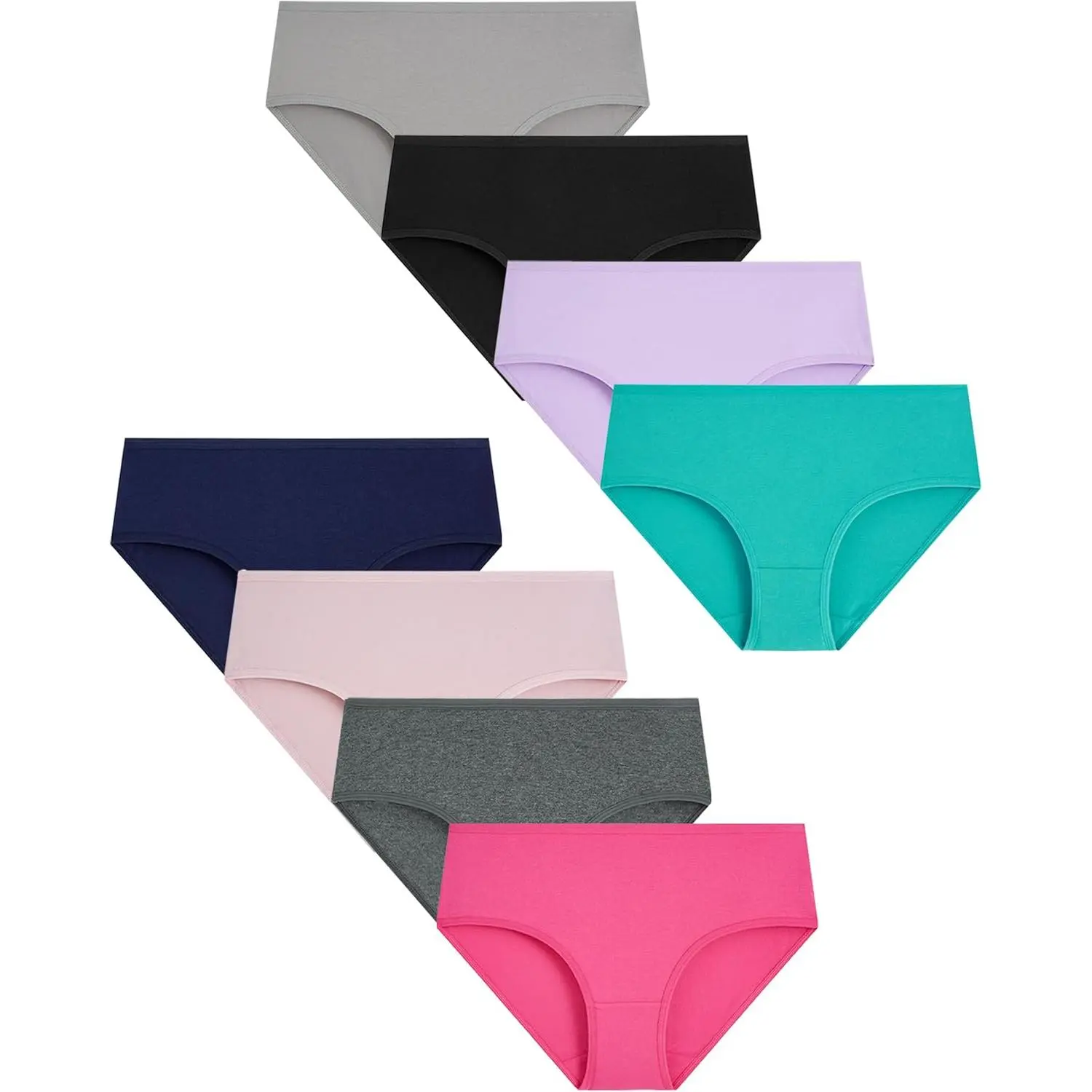 10-11 Years Teen Girls' Cotton Brief Panties, 8-Pack Soft Breathable Underwear with Adjustable Strap, Tie Back, Cool Iron, 5% Spandex, Full Coverage Solid Colors, Comfortable & Secure Fit for All Seasons