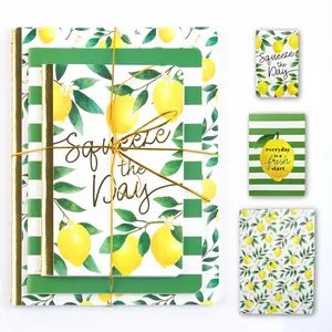 Journal Notebook, 3 Pack Stitch Notebooks Lovely Lemon Pattern DIY Notepad Writing Stationery Writing Planner for Students Office School Girl Gifts, 40+36+32 Sheets