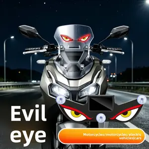 Motorcycle locomotive devil's eye led light blink dynamic solar front windshield battery car decorative warning light