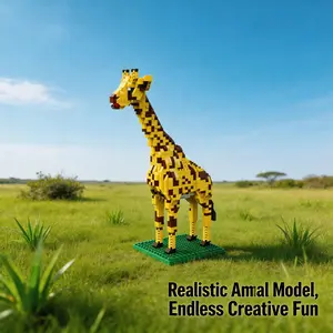 Animal Series Mini Building Blocks Model, 3D Puzzle, Abs Material, Tiger, Cheetah, Lion, Giraffe, Perfect Gift for Animal Collectors