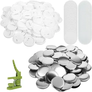 200 Sets Blank Button Maker Supplies 58mm/ 2.25 inch Round Badge Buttons Pin Parts Kit Shells Back Cover and Clear Film DIY Button Kit for Button Maker Machine