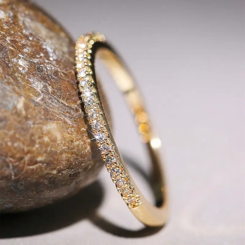 Elegant Women's Zircon Ring, Casual Alloy Jewelry Gift for Wedding Party, All Season Fashion Accessory, Simple Design for Her, Elegant Fashion Rings, Beautiful Rings #GLOBAL PICKS