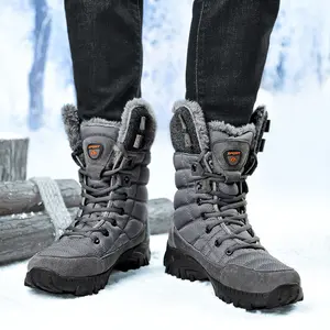 Men Boots Winter Fur Keep Warm Hight Top Boots Men Snow Boots Warm Winte Shoes Booties Walking Boots Outdoor With Plush Shoes