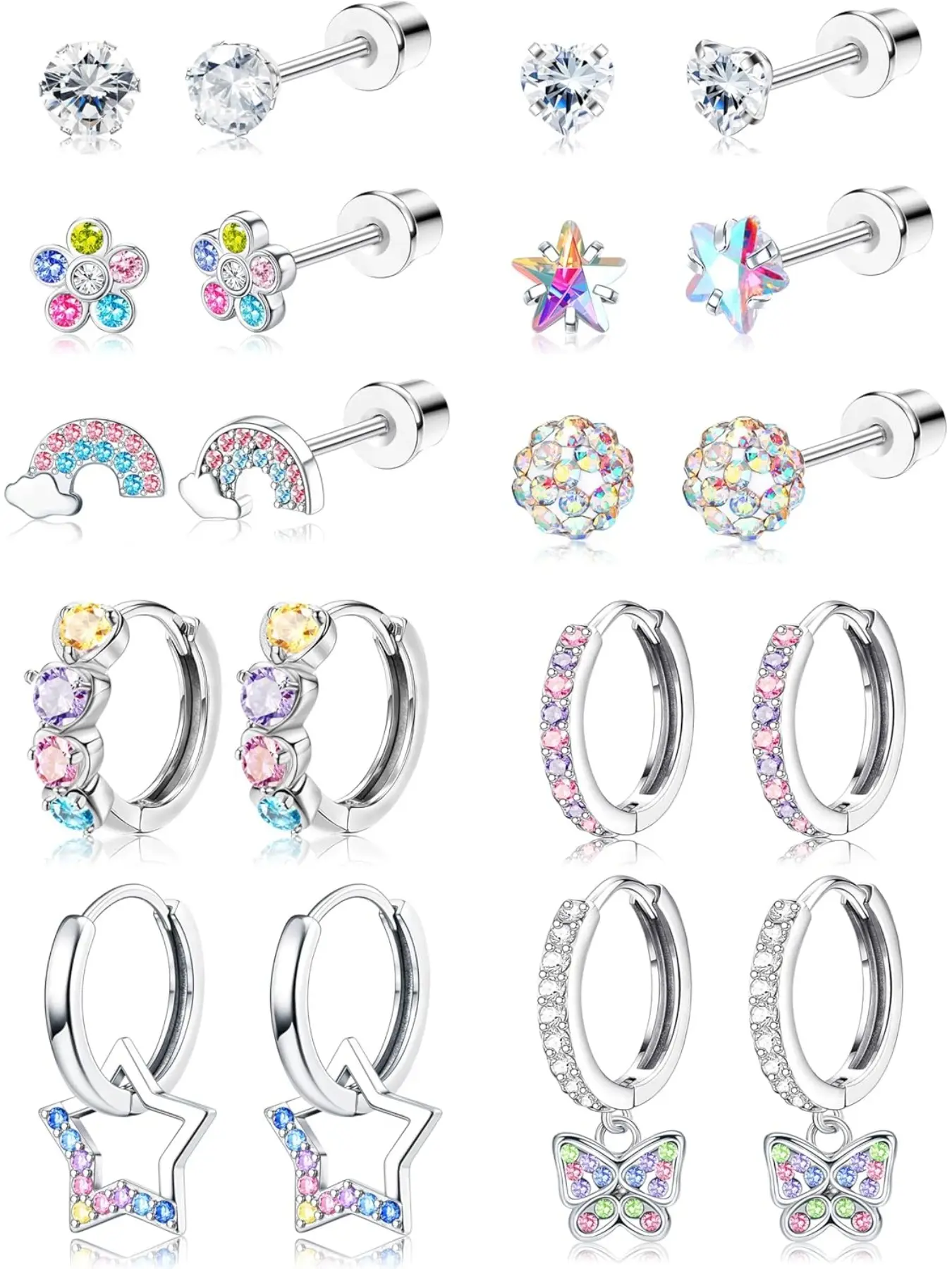 Hypoallergenic Earrings For Girls Women Stainless Steel Screwback Earrings Set Ear Studs For Sensitive Ears Kids Earrings Toddler Earrings Cute Girls Earrings Stud Earring Jewelry