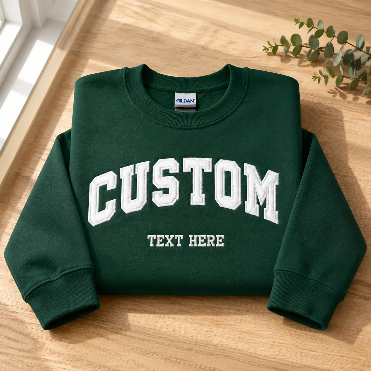 Custom Filled Varsity Embroidered Sweatshirt, Personalized University Crewneck, Custom College Name Sweater, Graduation Gift for Students and Alumni