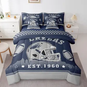 Feelyou 7-Piece Football Bedding Set for Teen Boys, Bed-in-A-Bag That Includes Flat and Fitted Sheets, Includes Sheets