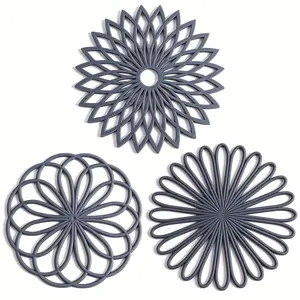 Set of 3 Silicone Trivet Mat,Non-Slip & Heat Resistant Modern Kitchen Hot Pads for Table & Countertop,Trivet for Hot Dishes,Durable & Easy-Clean Surface Dish Holders,New Year Gifts,Hand Tools Kits