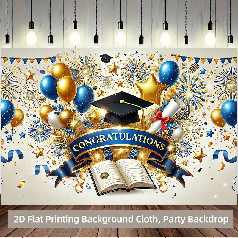 Polyester Graduation Tapestry - HD Print, Machine Washable Fiber, Wall Hanging, Photography Background, Wedding & Grad Celebration Party Home Decor