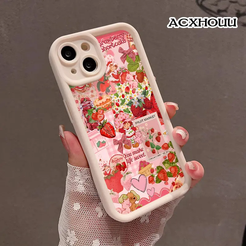 Rugged Smartphone Case - Strawberry Shortcake Collage Design, Casing & Cover for iPhone 17,16 E Pro Max,15 Plus,14,13,12,11,XS,XR, Durable Protection, Drop-Proof, Shockproof, Anti-Scratch Aesthetic Mobile Phone Accessory